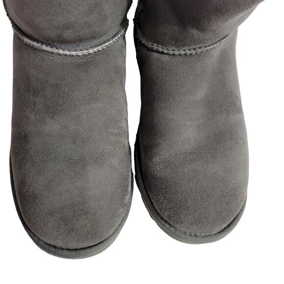 UGG Classic Tall Boots II Grey Suede Shearling Sheepskin Fur Flat Comfort Size 8 - Picture 5 of 12